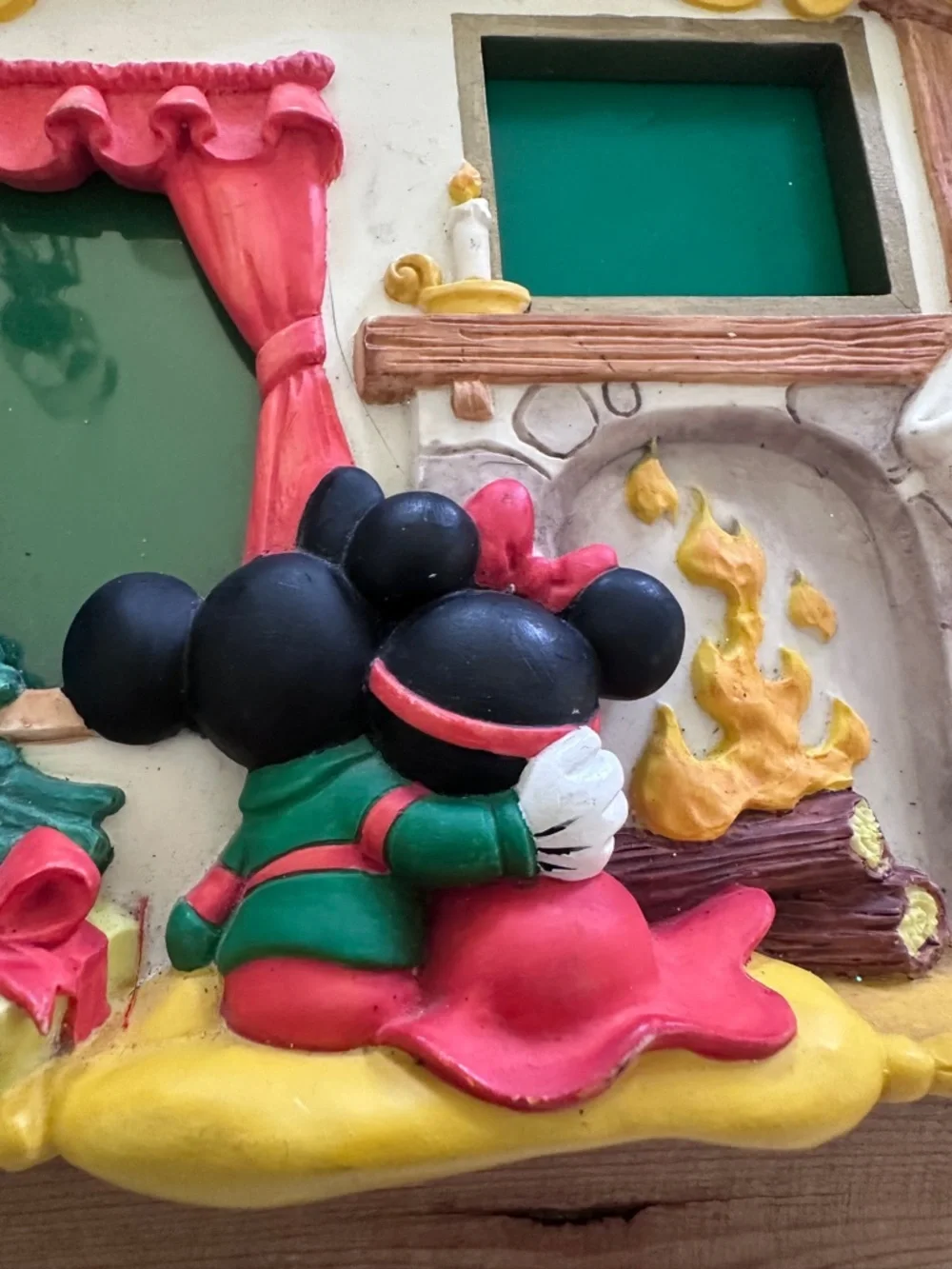 Vintage Rare Disney Mickey Minnie 3D Resin Picture Frame Our First Christmas